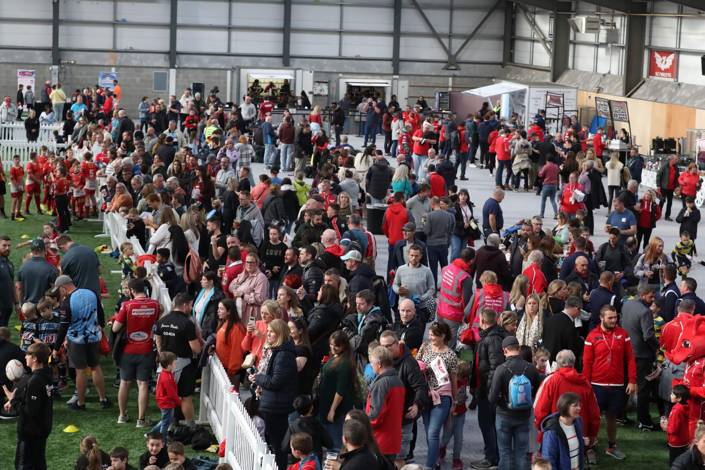 Fans of Scarlets rugby team, Llanelli, West Wales