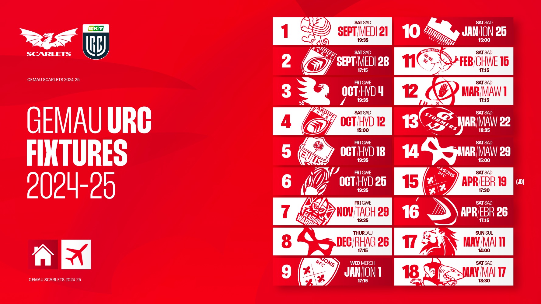 Scarlets to kick-off 2024-25 URC campaign in Treviso - Scarlets Rugby