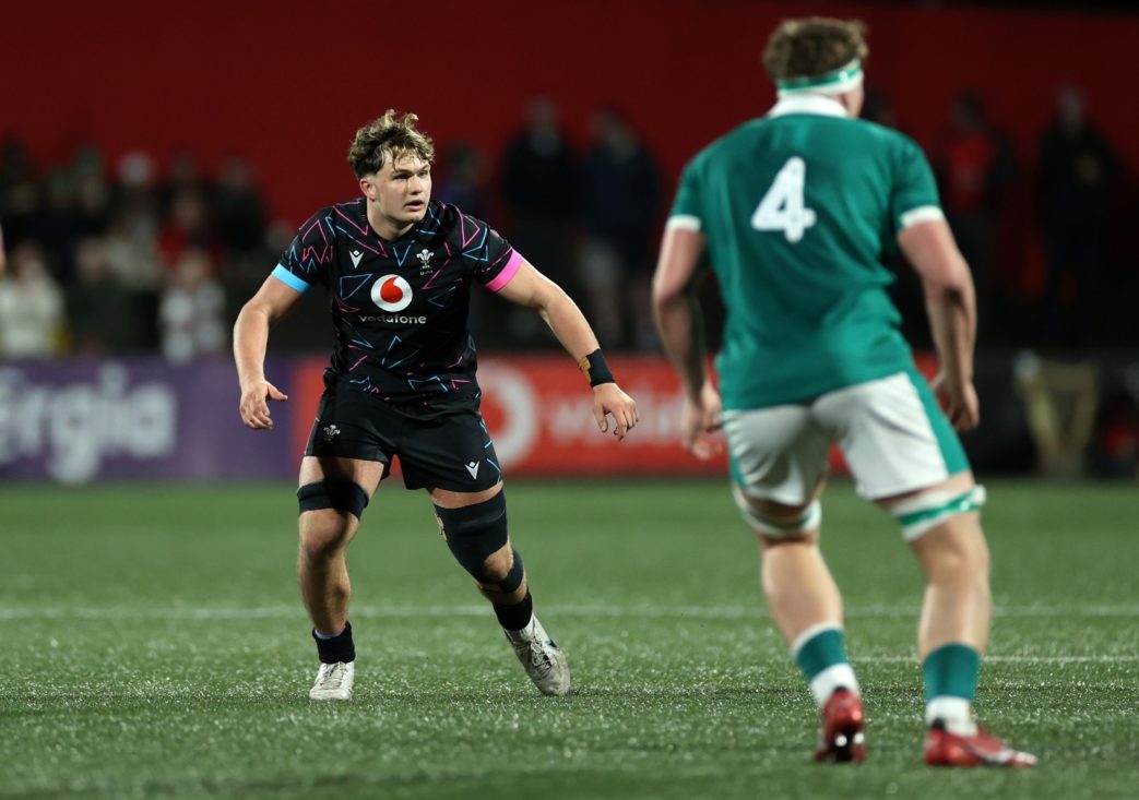 Dom Kossuth in action for Wales U20s against Ireland
